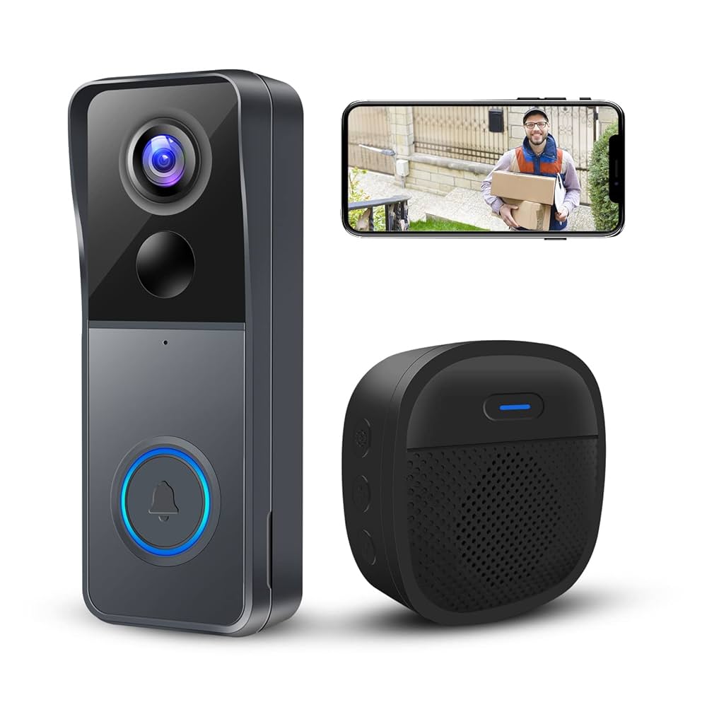 Timbre Con Camara Para Puerta Inalambrico Video Doorbell Camera Wireless With Chime, 1080P HD Smart Doorbell With Voice Changer, PIR Motion Detection, Night Vision, 2-Way Audio, Battery Powered, IP66, Works With Alexa