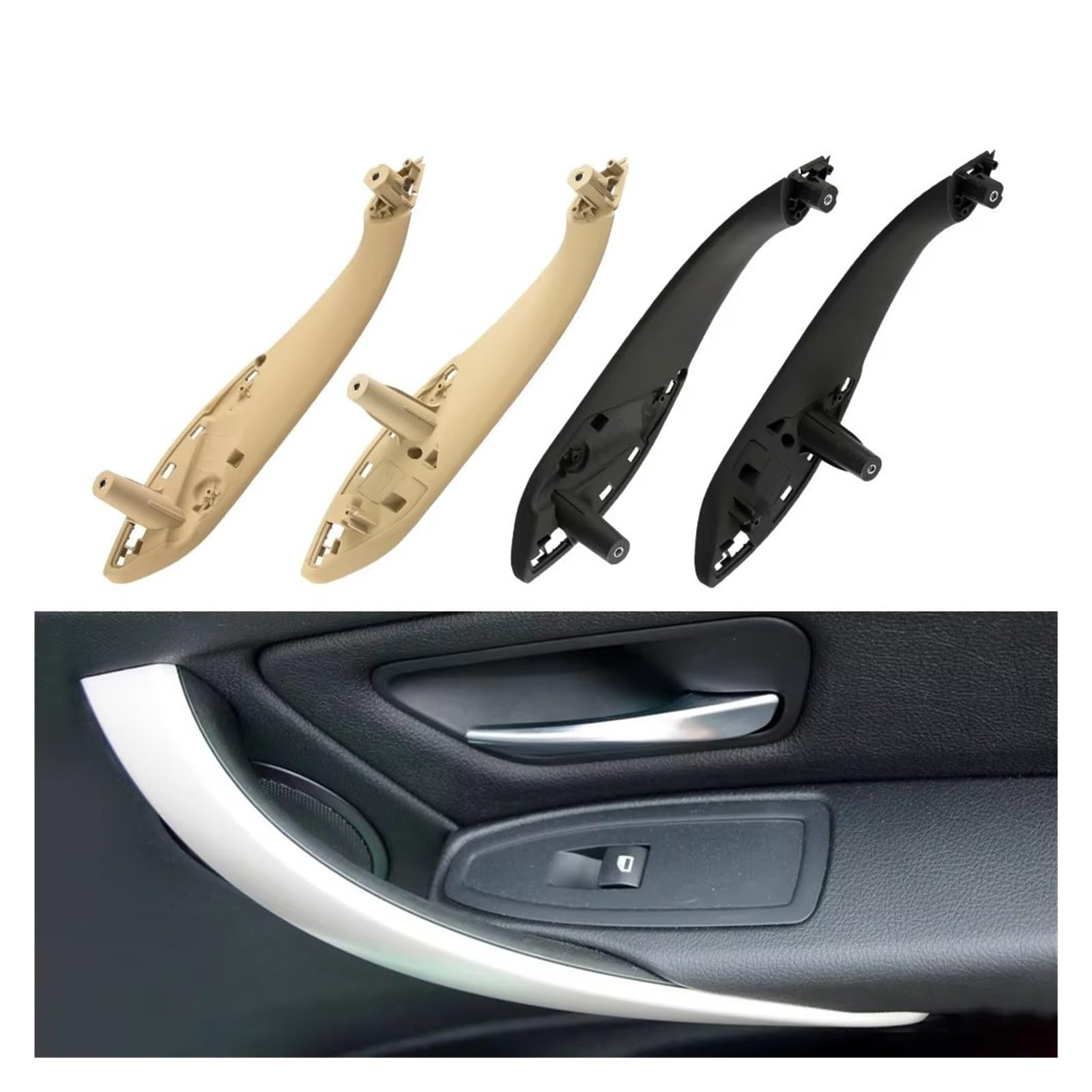 Maniglia Porta Interna Per BMW Serie 3 4 F30 F31 F80 F32 F34 F82 2012-2018 Maniglia Interna Portiera Dell'auto Pannello Presa Set Maniglie Interne(Nero)