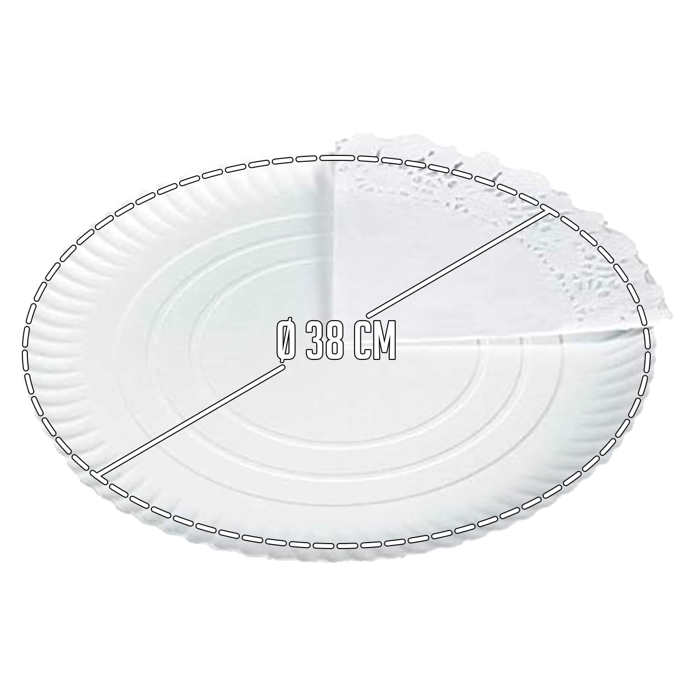 Tradineur - Confezione da 6 vassoi rotondi in cartone con blonda, per torte riciclabili con pizzo di carta, decorazione per feste, presentazione di dessert (argento, 30 cm