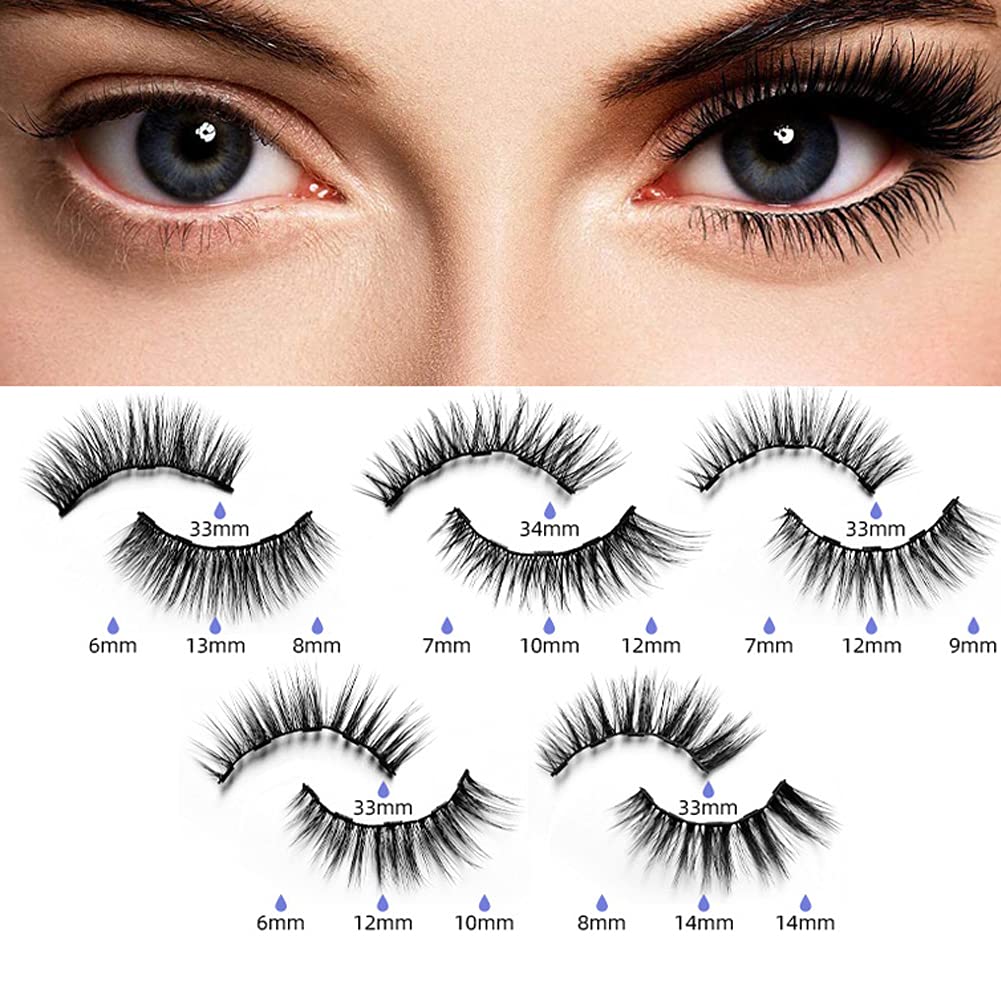 Magnetische Falsche Wimpern Kit 3D Künstliche Wimpern Natürliche Glueless Handgemachte Falsche Eyelashes Wasserfester Eyeliner 5 Paar Wiederverwendbare Magnet Wimpern Mit Pinzette Und Schere