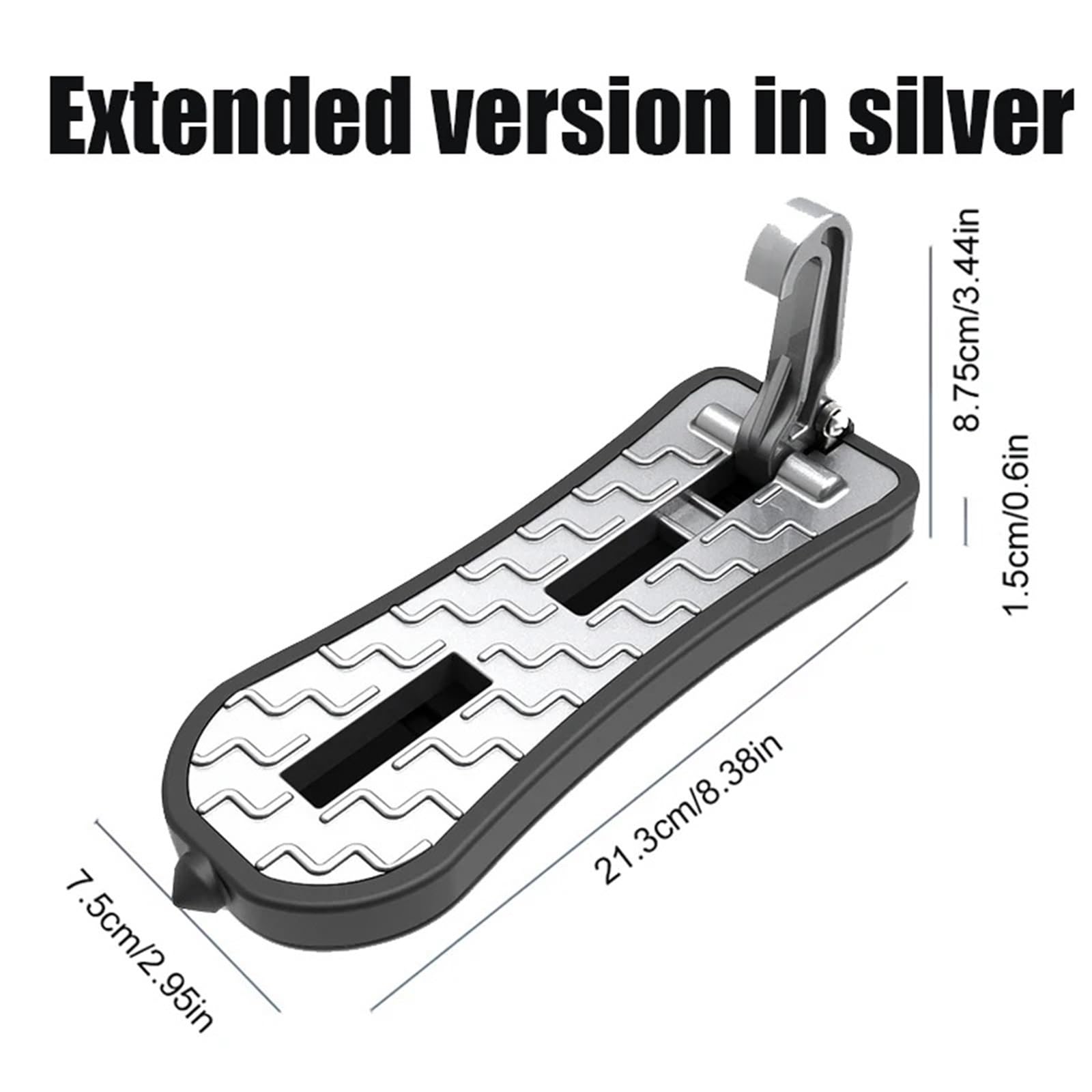 estribo SUV Portaequipajes plegable para techo de coche, puerta paso, gancho pestillo universal, pedal auxiliar, escalera para equipaje automático(Extended In Silver)