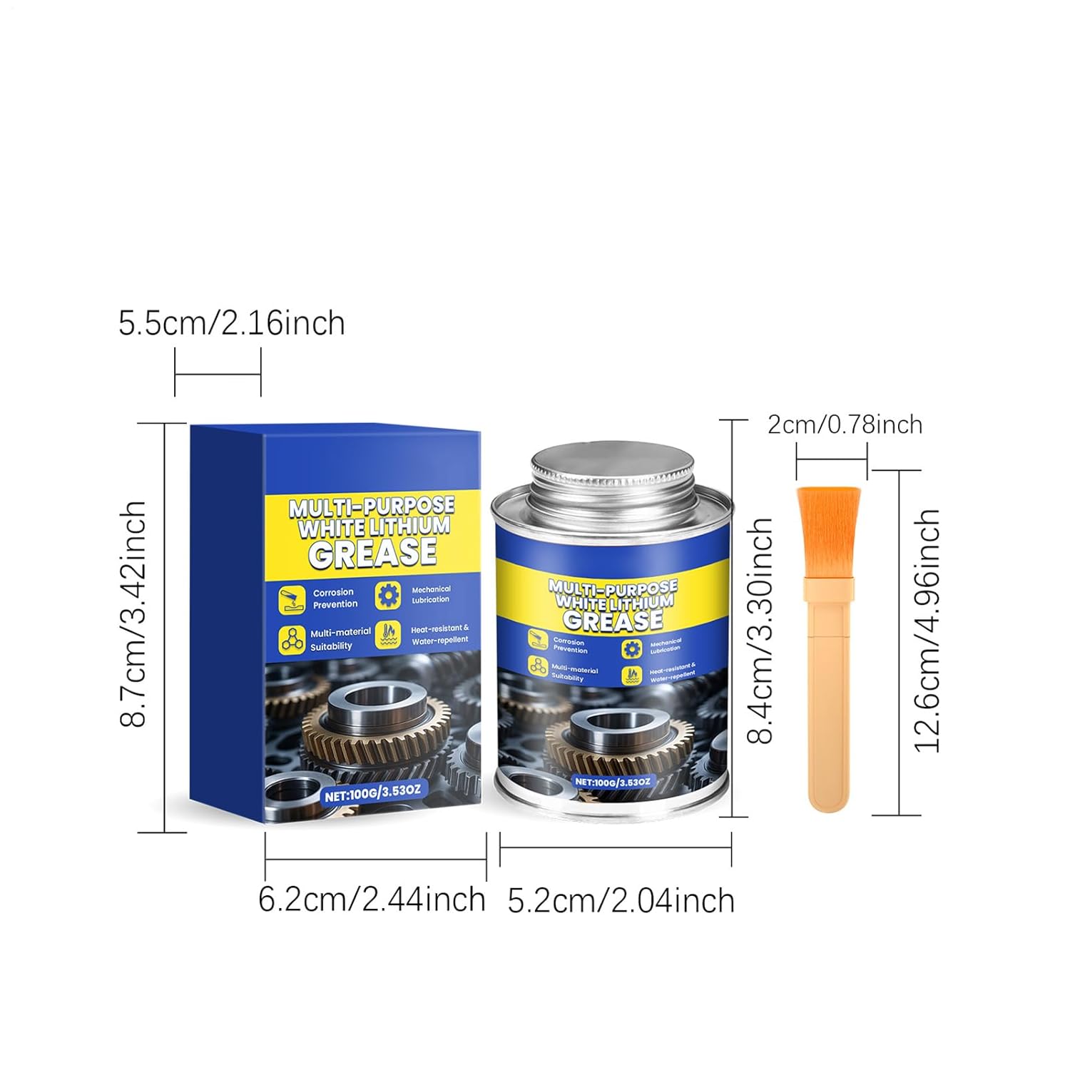 Waterproof Grease, Bearing Lubricant for Household Hinges with Friction Reduction, Heavy Duty Protection with Rust Proof Feature, Mechanical Motor Gear Supply, Ship and Automotive Care, 00g Pack