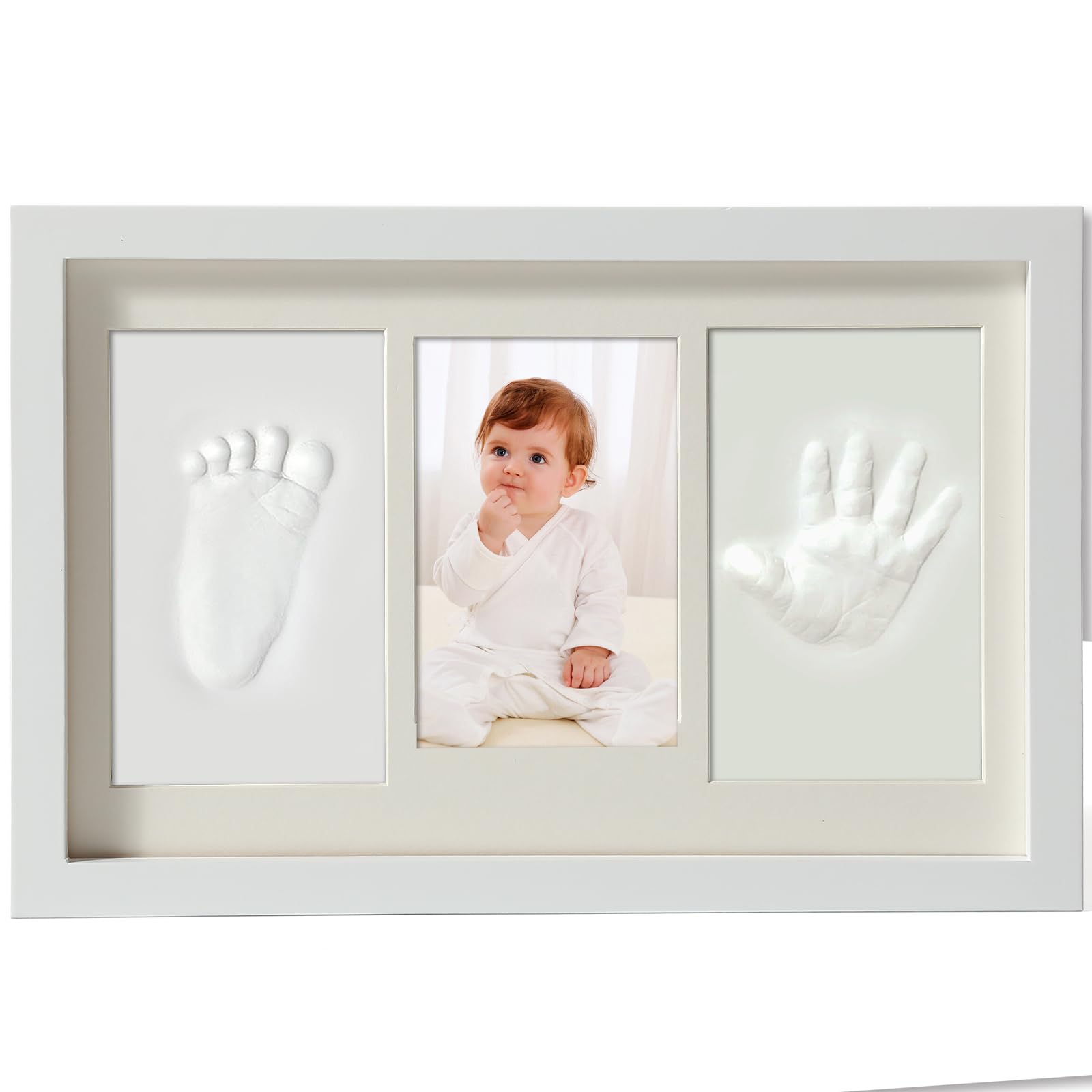 Yiukou Baby Handprint Footprint Kit Keepsake Photo Framed Pictures for Newborn Gifts, Personalized Baby Milestone Gift, Memory Picture Frames for Baby Registry, Nursery Decor