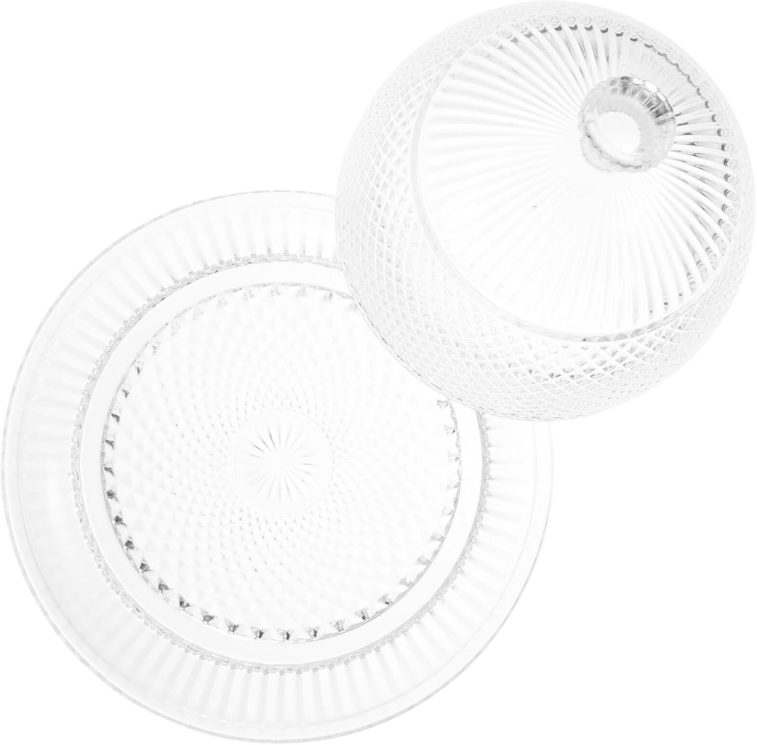 Glass Cake Stand with Dome Cover round Glass Dessert Plate Food Display Tray for Home and Party Serving Elegant European Style