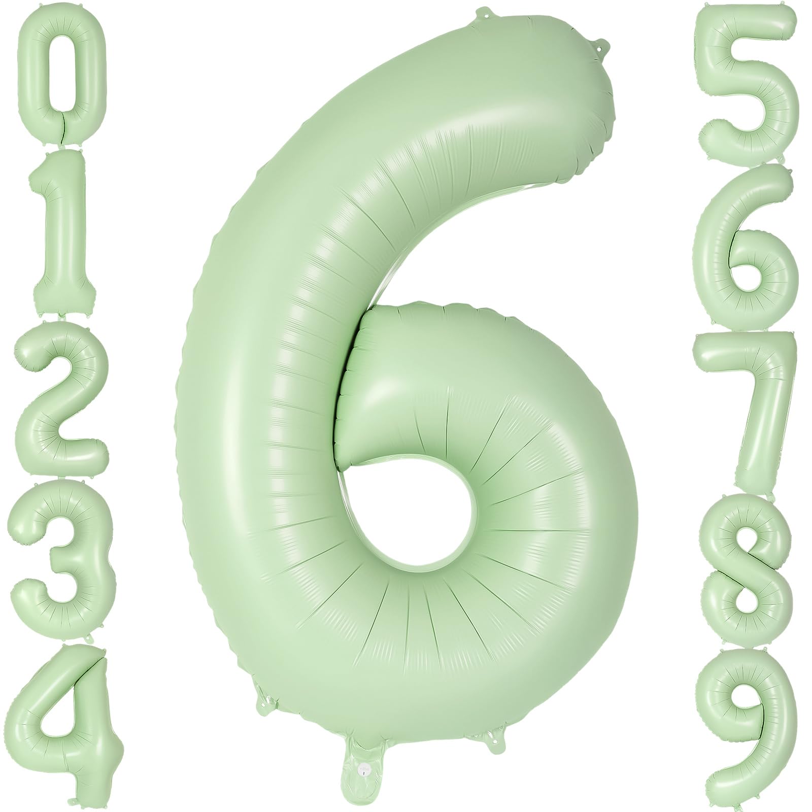 Sage Green Number 6 Balloon, 40 Inch Big Large Olive Green Foil Number Balloons, Giant Mylar Pastel 6 Balloons for 6 Year Old Birthday Party