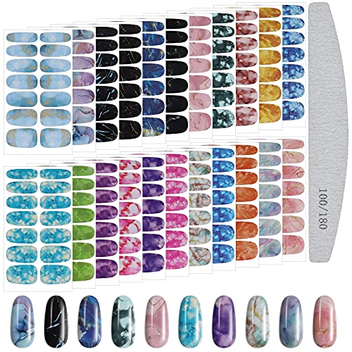 EBANKU Nagelfolie Selbstklebend Marmorierung, 22 Blatt Nagelaufkleber Sticker, Nagelaufkleber Selbstklebende Wasserdichte Full Wraps Nagellackaufkleber Nail Art Dekorationen