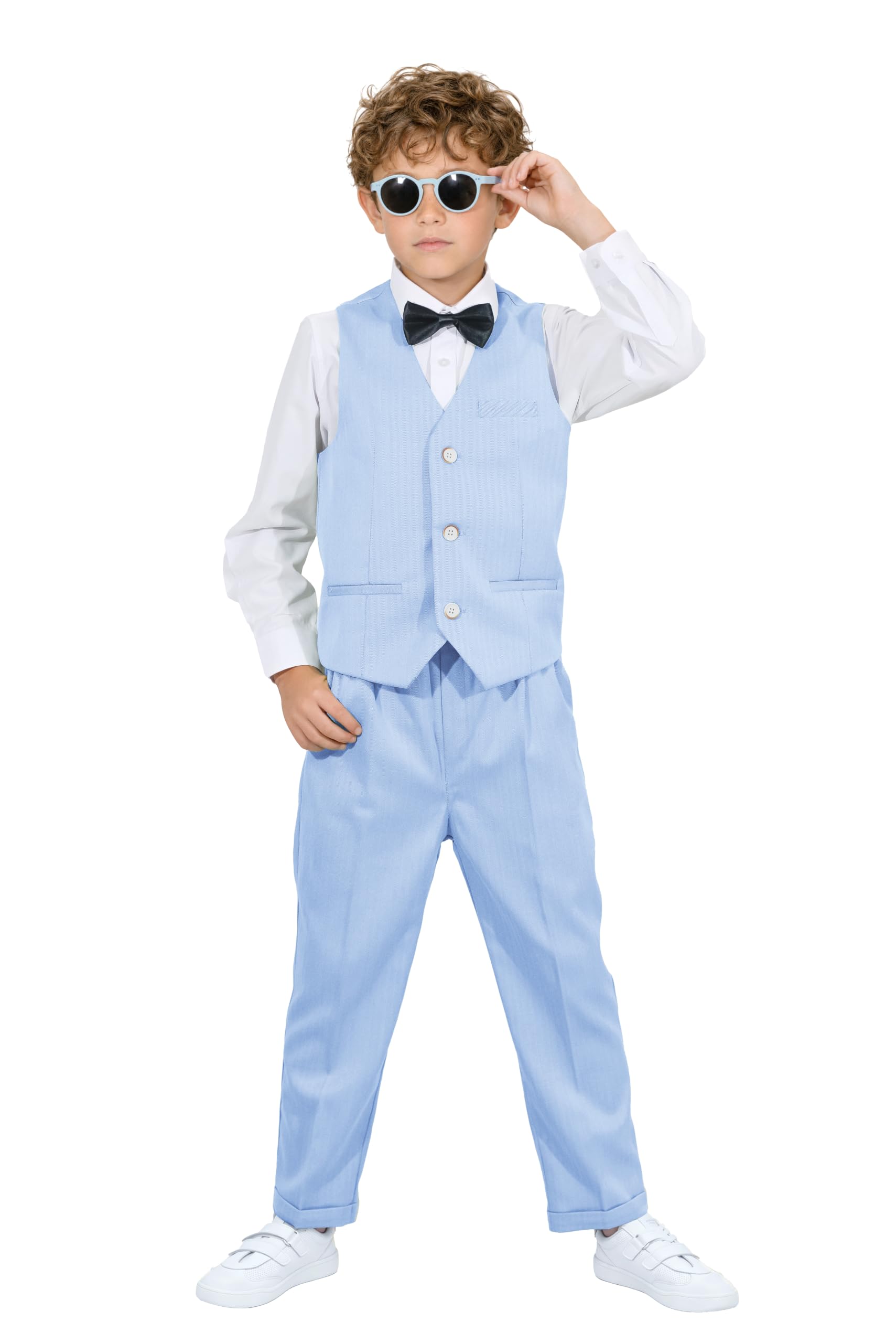 LOLANTA Abito da Cerimonia 4 Pezzi per Bambino, Set di Gilet, Occasione Festa di Matrimonio Compleanno Bambini, 2-13 Anni