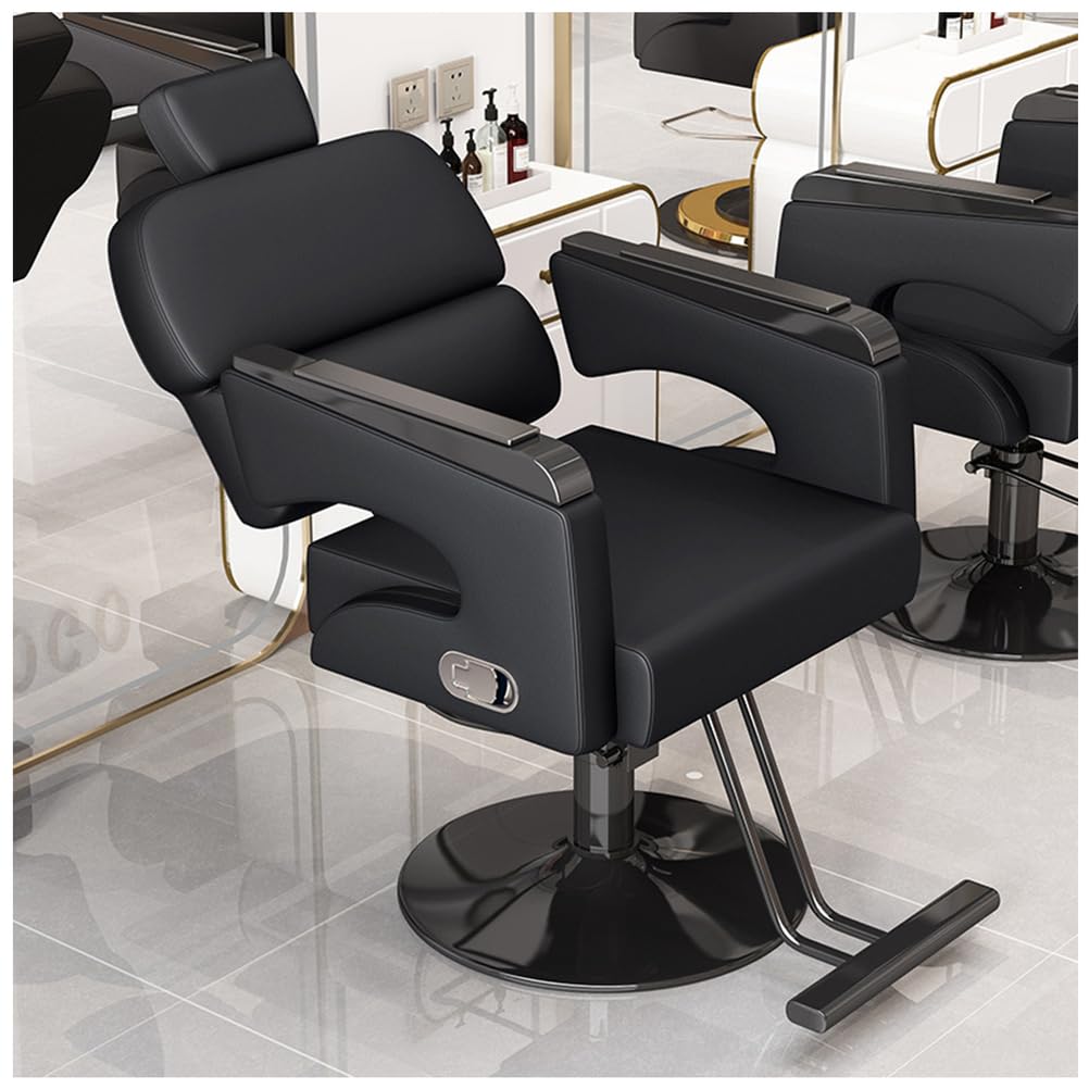 Barber Chairs,Styling Salon Chairs for Hair Stylist, 360° Swivel Hairstylist Chair,Reclining Salon Chair with Armrests for Home, Adjustable Backrest,Black,B