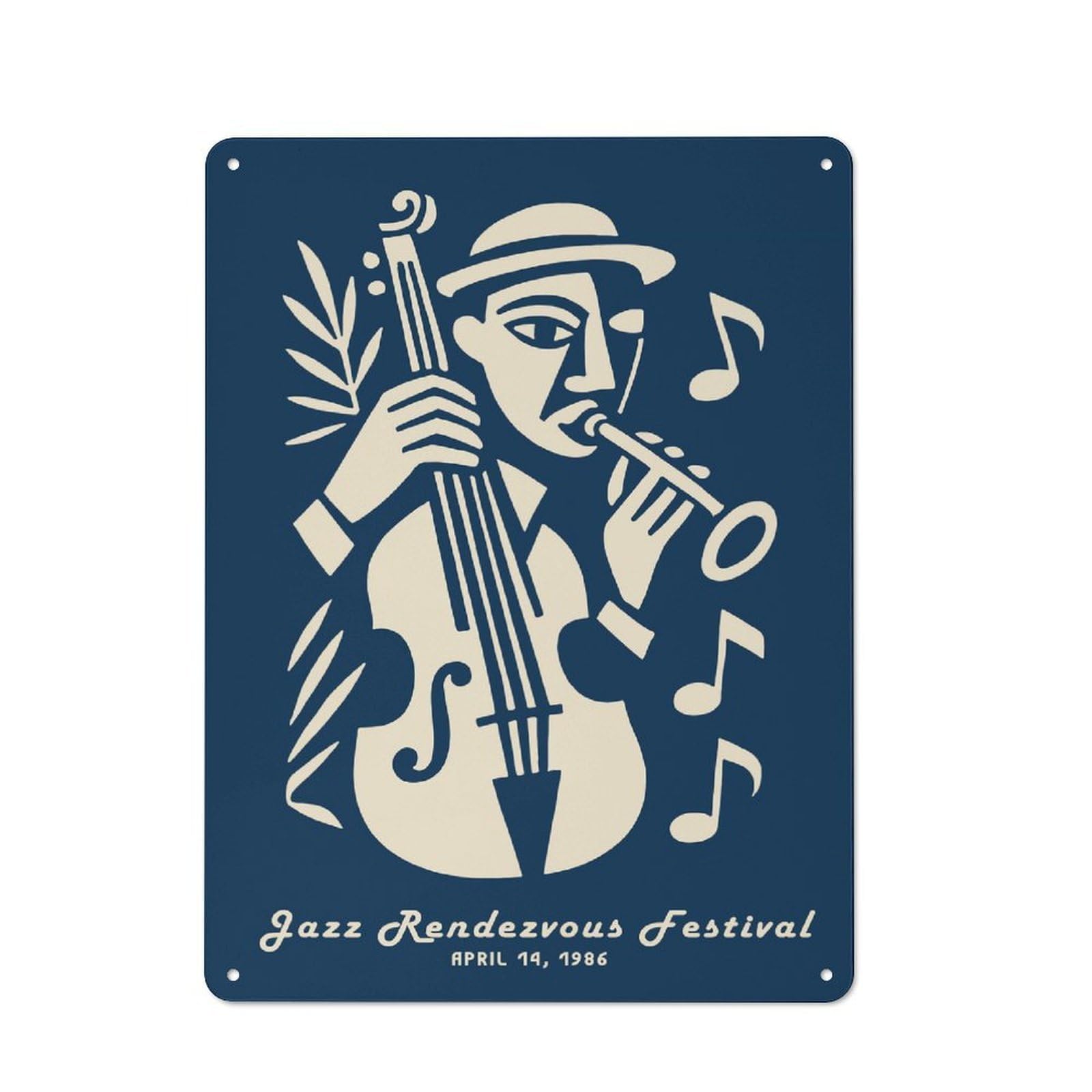 Junmoney Style-18 Jazz Rendezvous Festival Decorative Tin Sign 40X30cm, Rustic Rustic Kitchen Decor For Kitchen, Cottage, Porch Or Garden Room