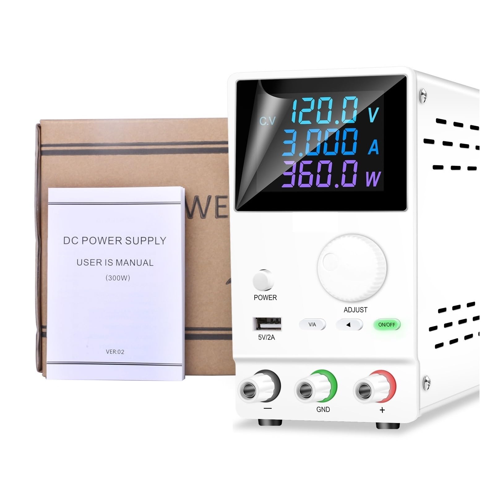 Labornetzgerät, Laborbank-Netzteil, einstellbar, 30 V, 10 A, 5 A, 60, 120, 3 A, Strom, Spannung, Leistungsregler, Test, DC, USB, 300 W Quelle(120V 3A)