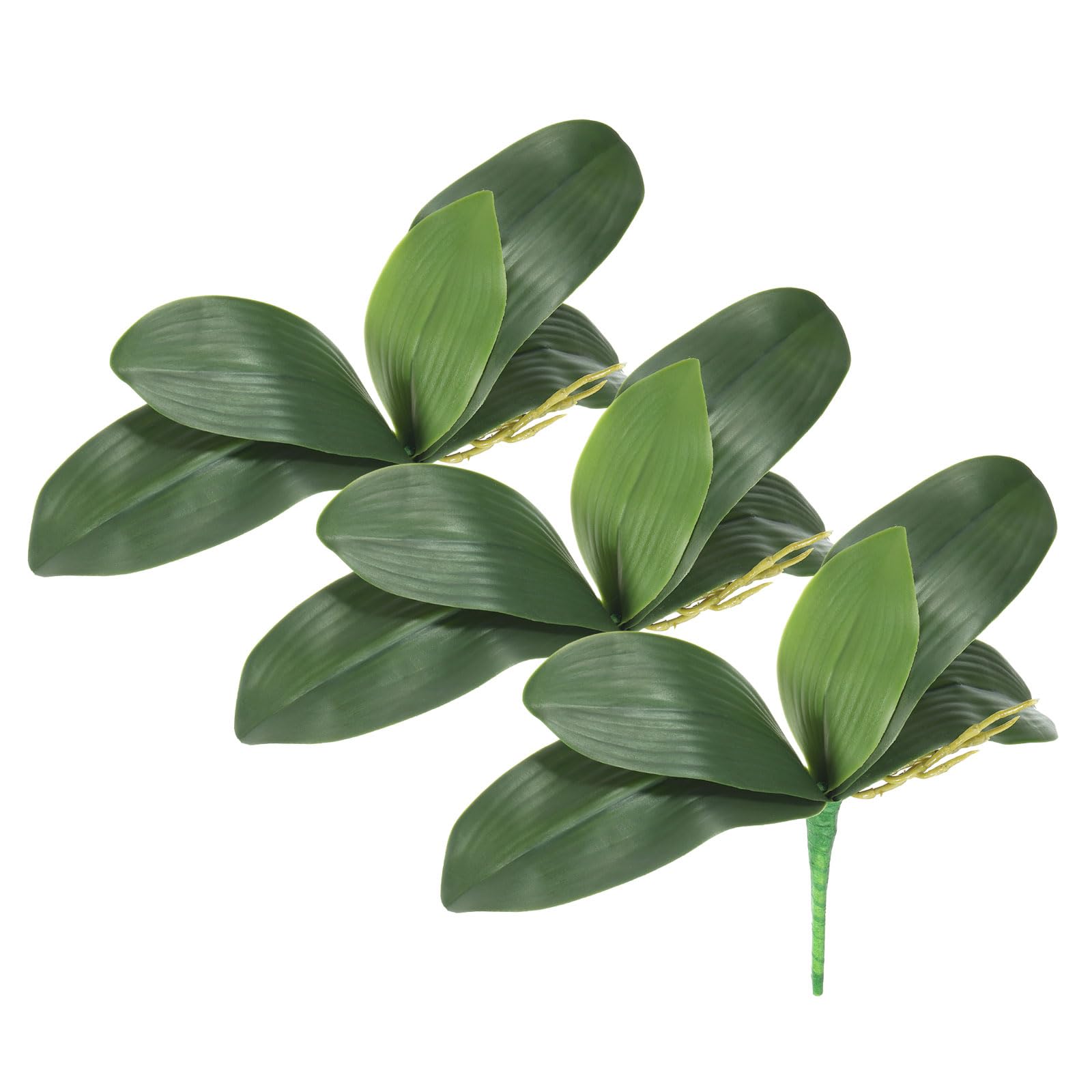 PATIKIL 4.3" Faux Orchid Leaves - 2 Pack Artificial Phalaenopsis Foliage, Realistic PU Green Plants For Home Decor