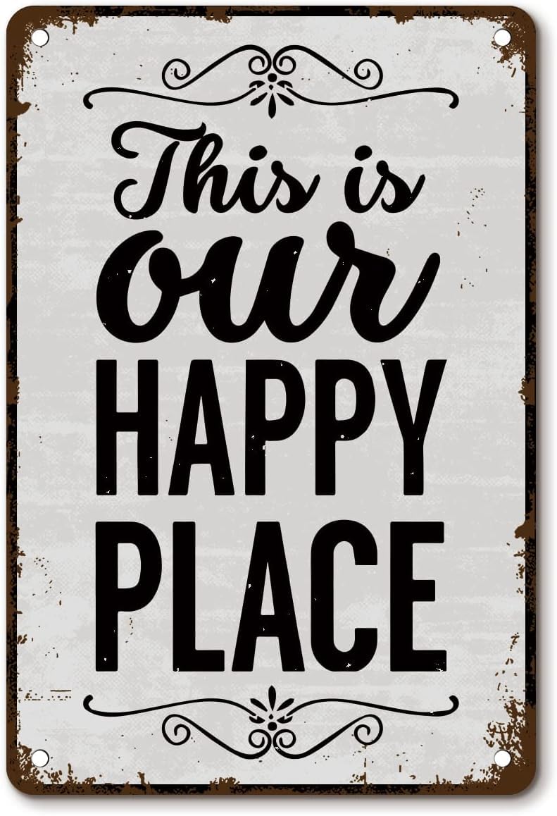 Vintage This Is Our Happy Place Metal Sign Wall Decor 8x12 Inch Home Kitchen Bar Pub Art Farm Garage Garden Poster