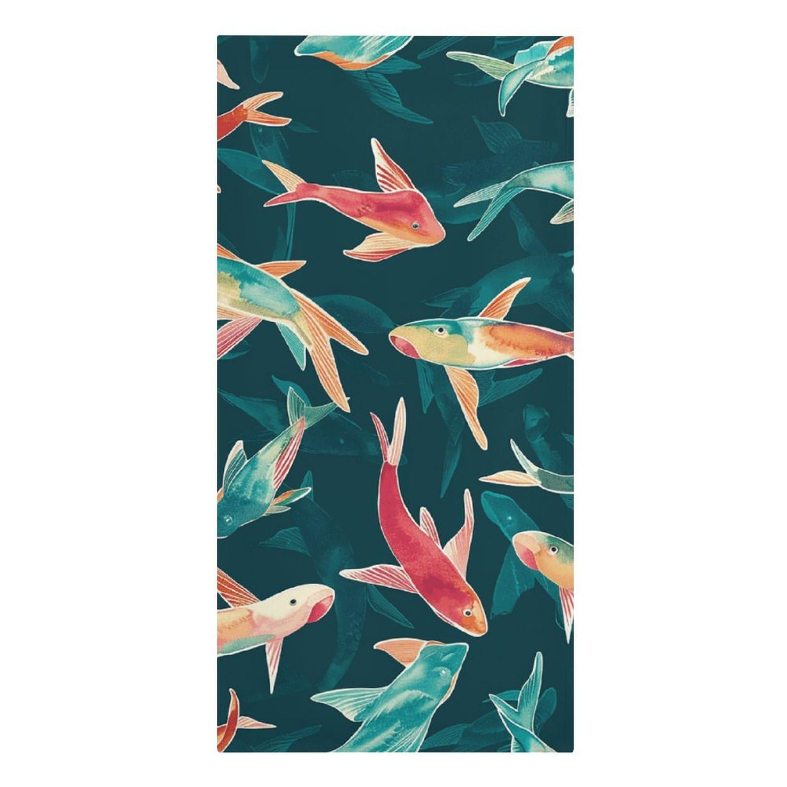 asbwuo Cyan Fish Pattern Beach Towels Extra Large Quick Dry Absorbent