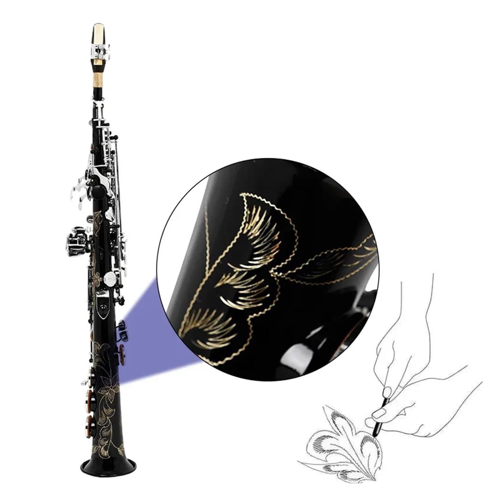 Sassofono Contralto Tubo Dritto Si Bemolle Corpo In Ottone Bk Strumento Argento Sassofono