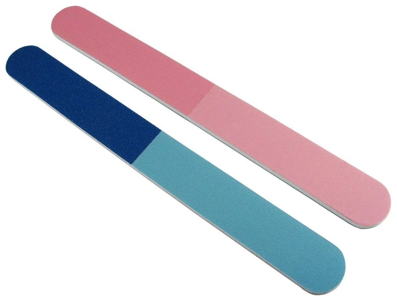 Standard Pink/Blue 4-way Cushioned Washable Professional Beauty Salon Nail Files 12 pc
