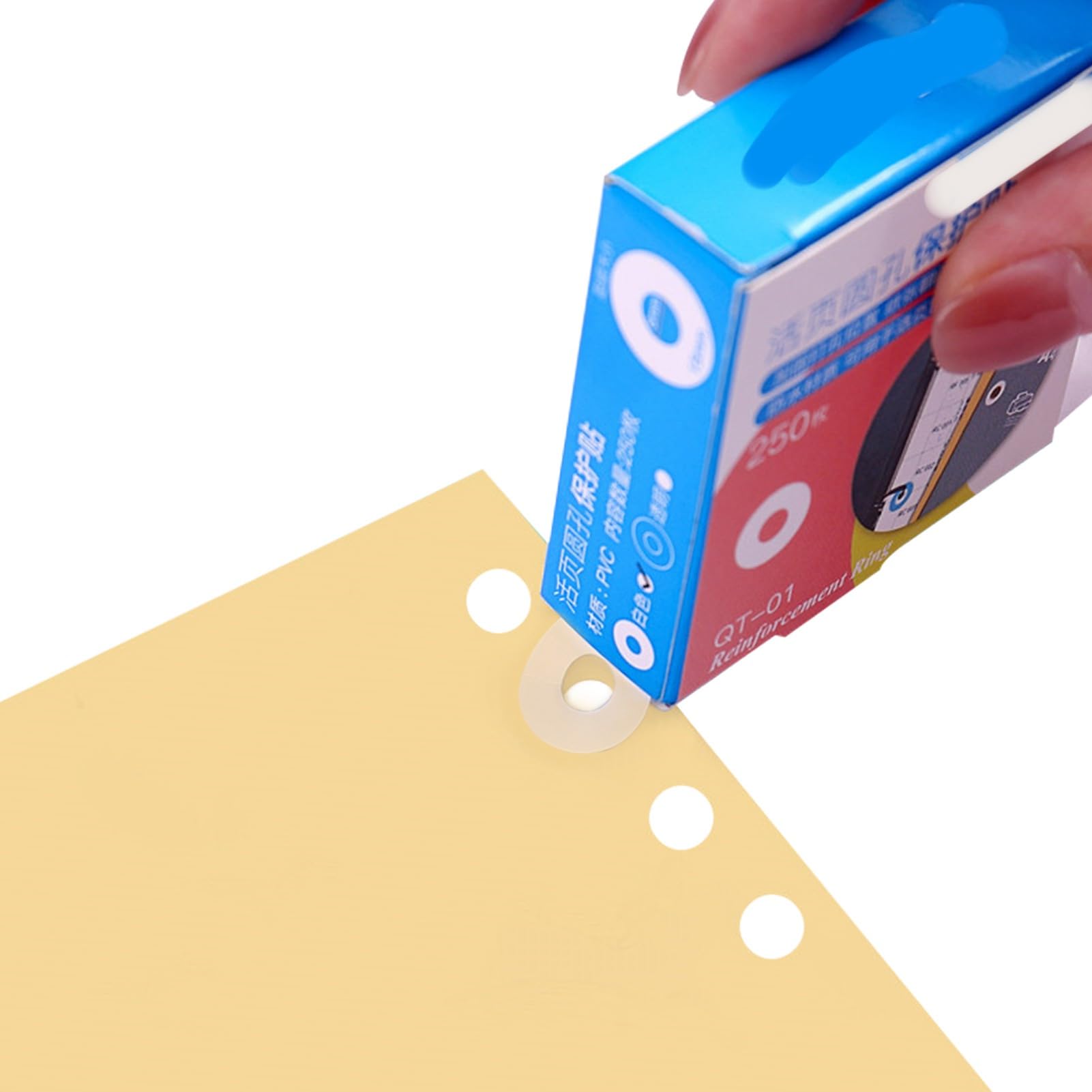 Ejoyous KW Trio Adesivi di Rinforzo per Fori Rinforzi per Fori di Carta in PVC 250 Etichette 6mm Interno 15mm Esterno Autoadesive per Raccoglitori di Carta a Fogli Sfusi Ufficio Scuola Casa