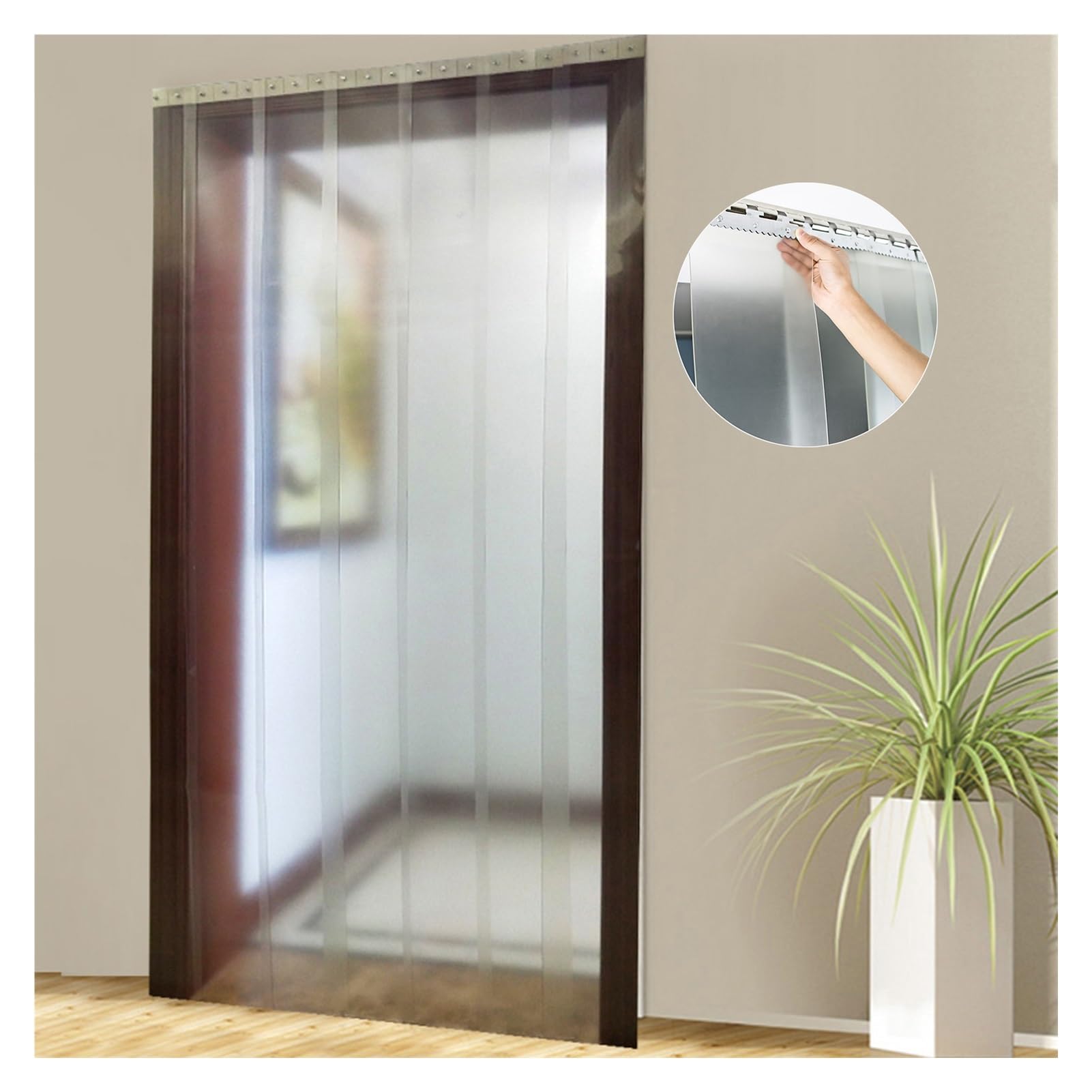 FBHappiness Frosted Plastic Vinyl Strip Pet Door Replacement Flap PVC Strip Door Curtain Easily Cut Insulation Door Curtain (Size : 150x200cm/59.06x78.74in)
