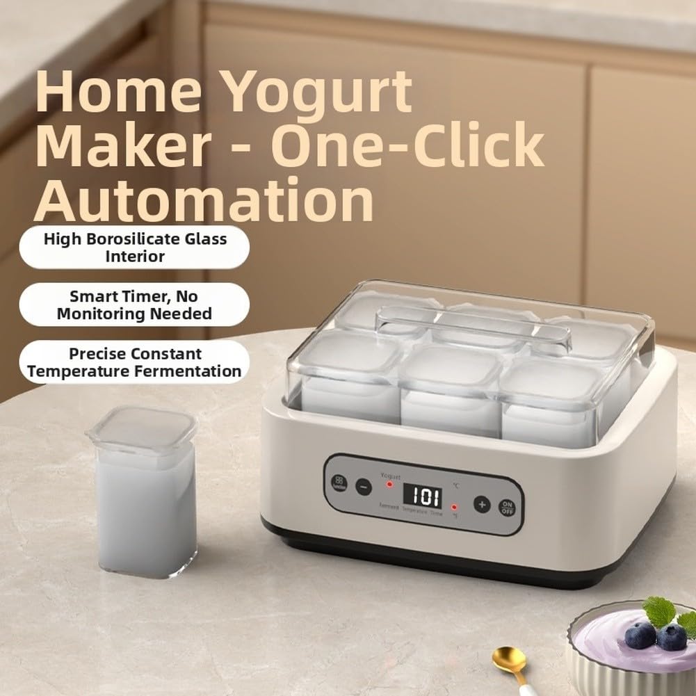 Yaourtière 1.5L Acier 6 Pots Minuterie Yaourtière 1.5L Acier