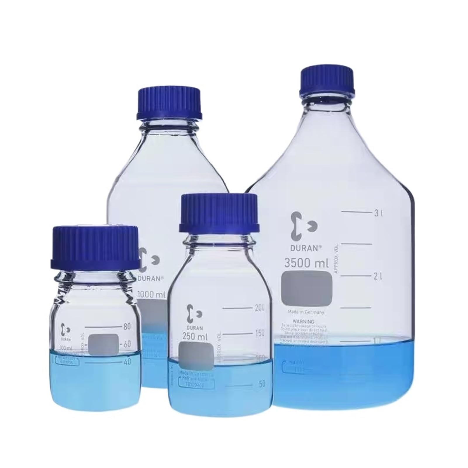 Laboratorio 25 250 500 1000mL della bottiglia del reagente con tappo blu a vite in vetro borosilicato alto(50mL)