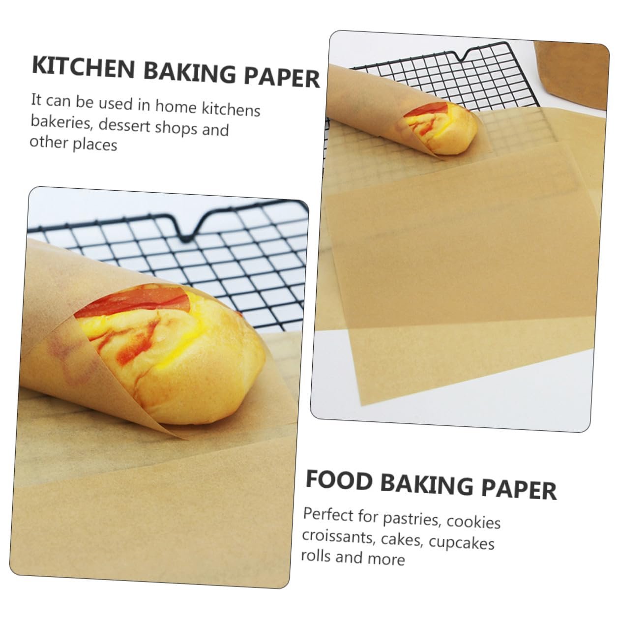 LALAFINA Carta da Forno per Alimenti 30x40 Cm 100 Pezzi in Carta Kraft Naturale Resistente alle Alte Temperature per Cucina, Panetteria e Barbecue, Teglie da Forno Antiaderenti Usa e Getta