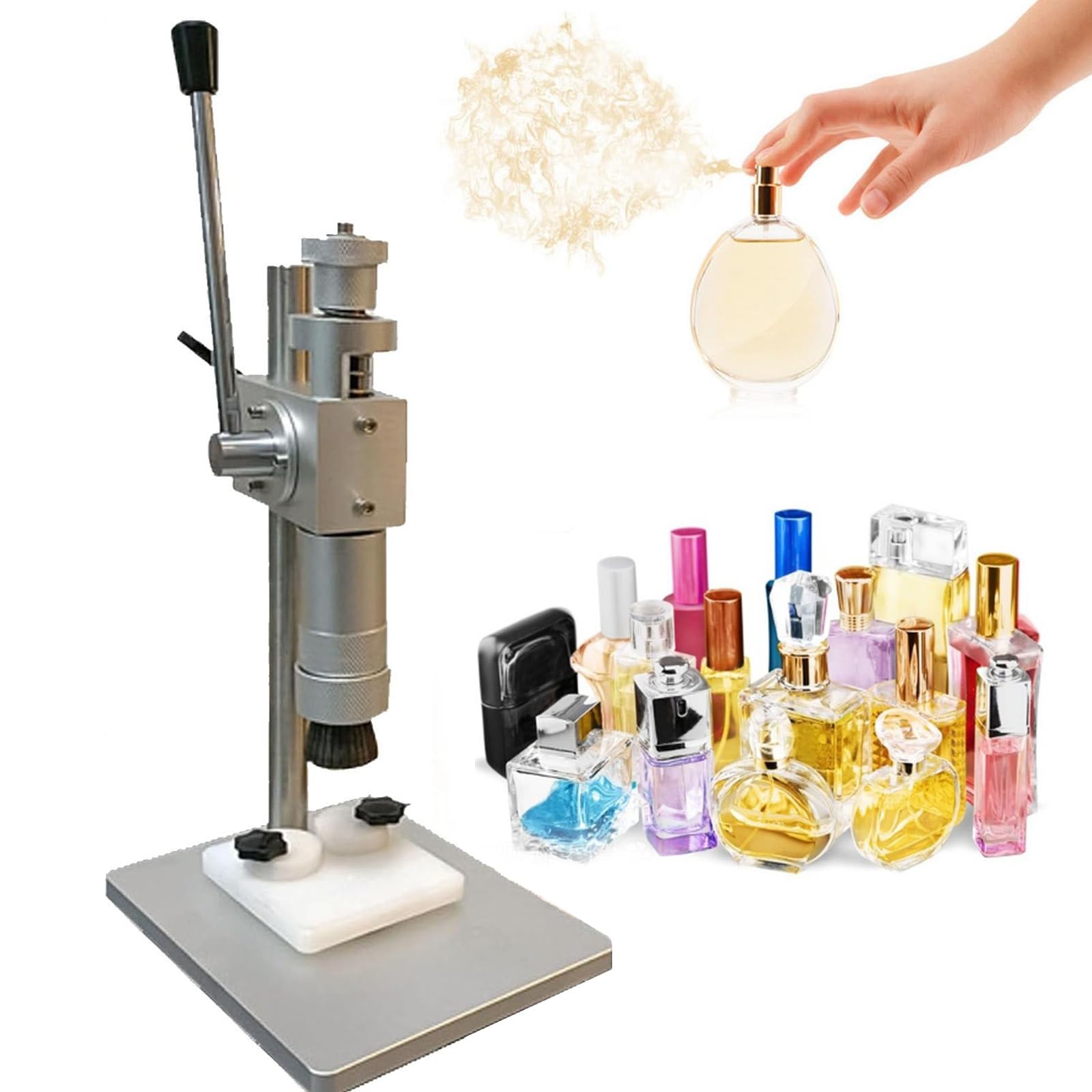 Máquina prensadora manual de acero inoxidable, herramienta manual de sellado de botellas para aceite esencial de perfume, uso comercial
