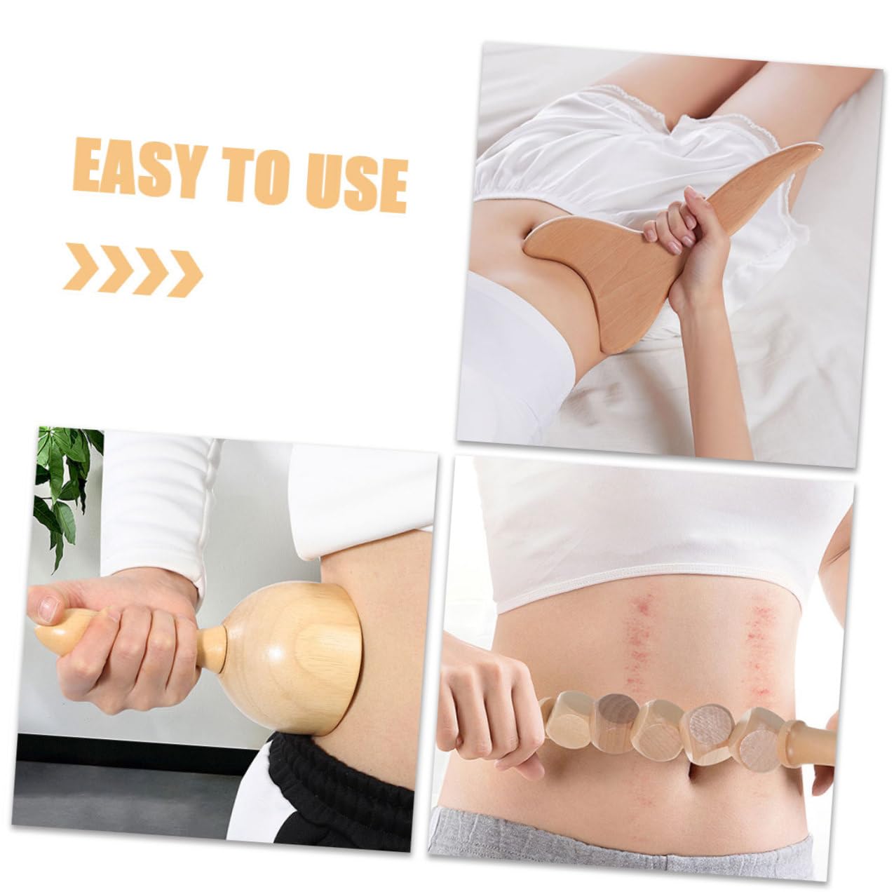 Abaodam Massaggiatore Per Corpo in Legno 11.8" Bastone Manuale Per Massaggio Muscolare e Anticellulite Uso Domestico Per Relax e Sollievo Da Tensione