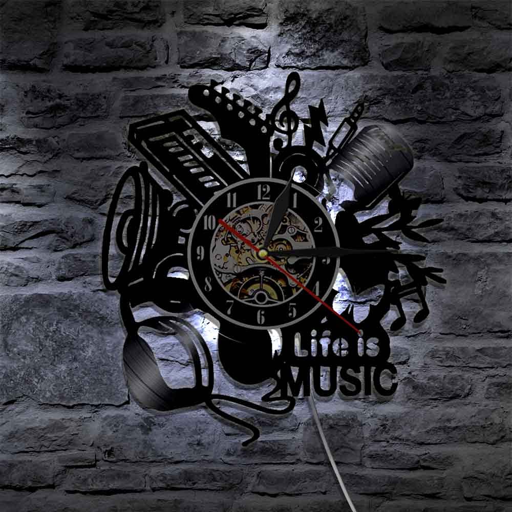 La musica è la mia vita Musica per gli appassionati di musica rock Decorazioni per la casa Orologio da parete con disco in vinile Regalo di inaugurazione della casa Orologi dal design moderno Orolog