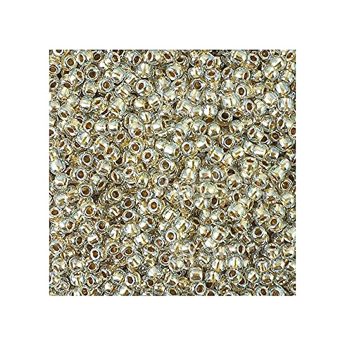 5 g TOHO Round Seed Beads Rocailles, Size 15/0, Gold Lined Crystal (# 989), Japan, Glass — image 1