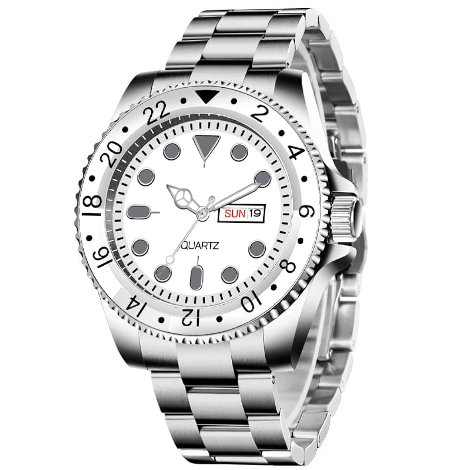 Shocknshop Analog White Dial Stainless Steel Chain Day and Date Functional Wrist Watch for Men Boys (White Dial and Silver Strap) -WCH73 (B0BV2BP3FF) Amazon Price History, Amazon Price Tracker