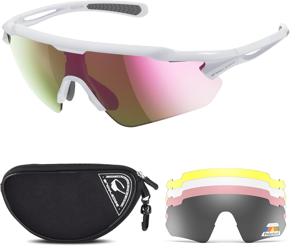 Cycling Glasses with 5 Interchangeable Lens UV 400 Protection Polarised Sports Sunglasses for Men Women Running Climbing Fishing Driving Golfing