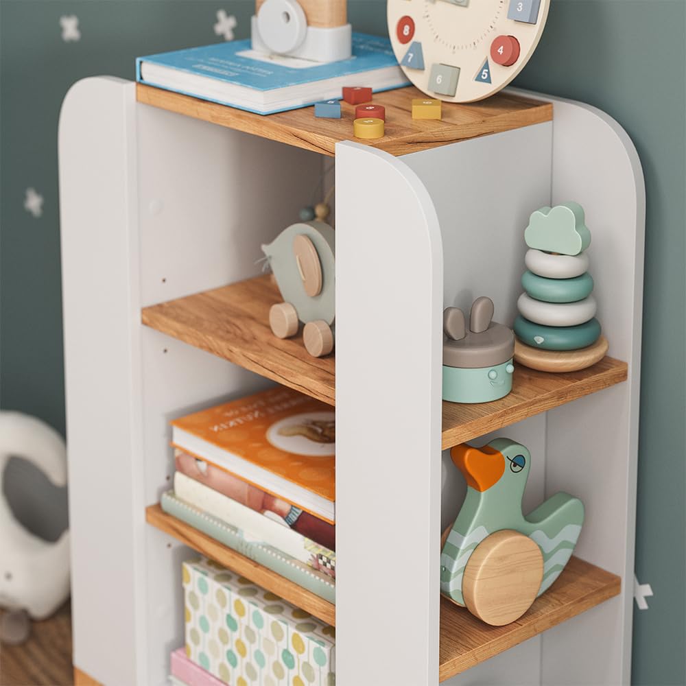 VitaliSpa Estantería Infantil Malia, Blanco/Artesano, 60 x 88 cm con 9 Compartimentos, con estantes Ajustables en Altura y Espacio de Almacenamiento Abierto