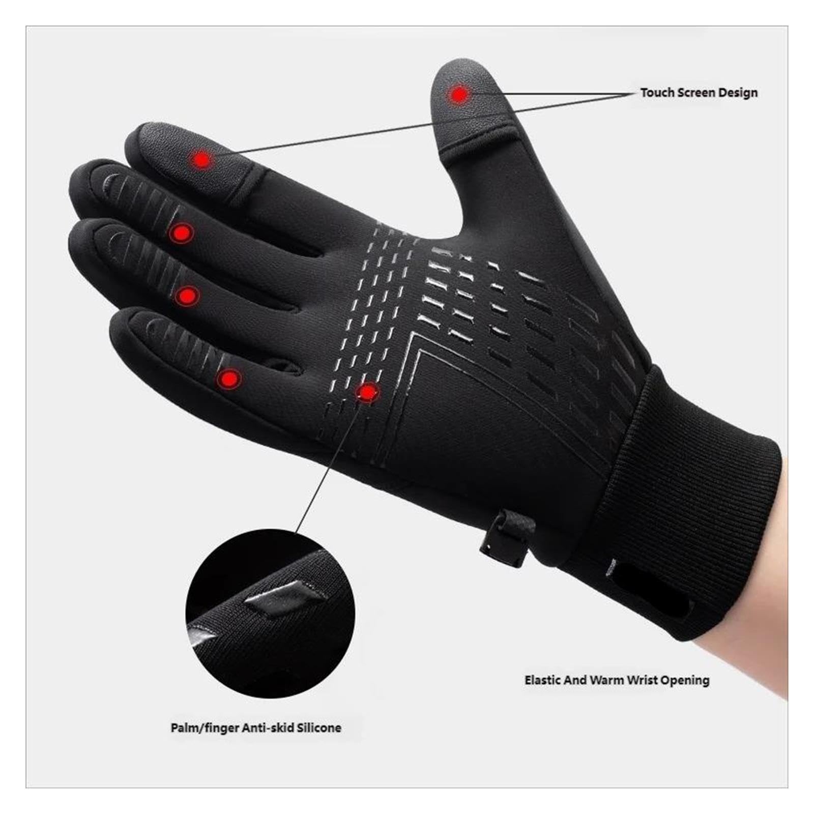 Genérico Winter-Fahrradhandschuhe, Vollfinger-Thermo-Touchscreen