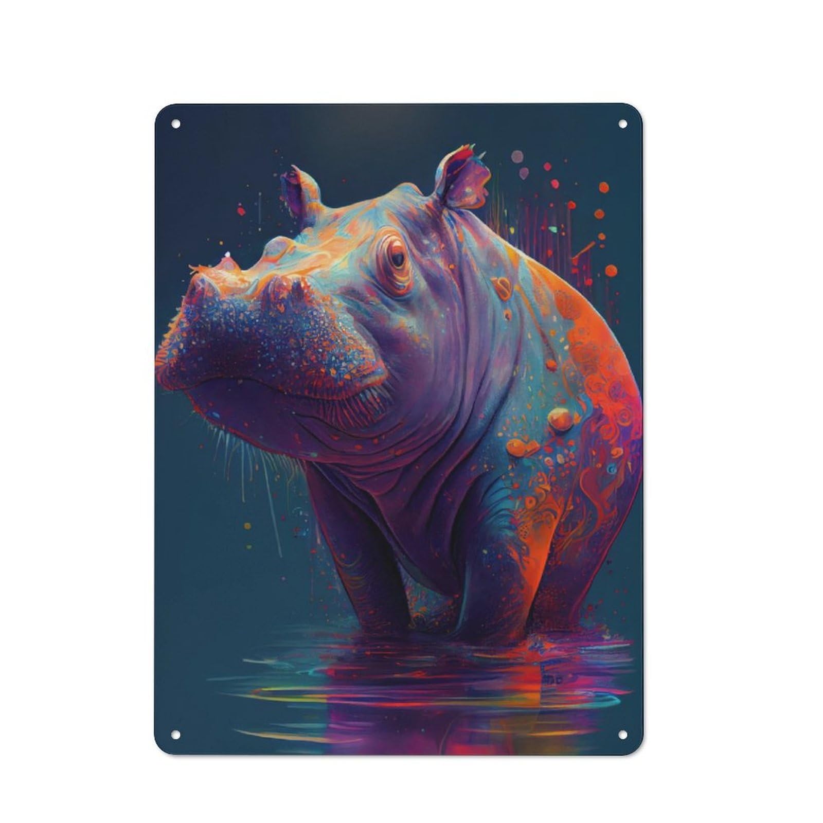 Junmoney The Cozy Hippo Shed Metal Sign With Design 40X30cm, Outdoor Room Shed Wall Decor For Shed, Garden Room, Porch Or Garage