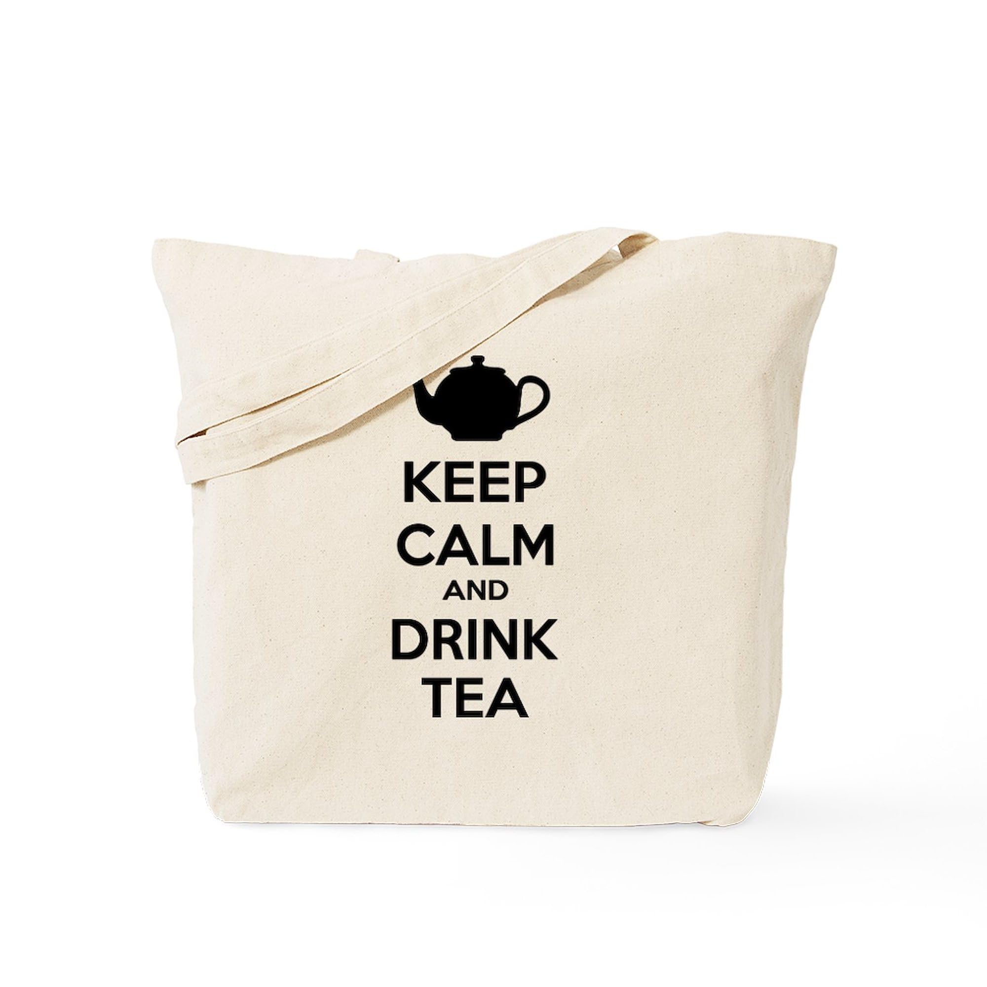 CafePress Keep Calm And Drink Tea Tote Bag Natural Canvas Tote Bag, Reusable Shopping Bag