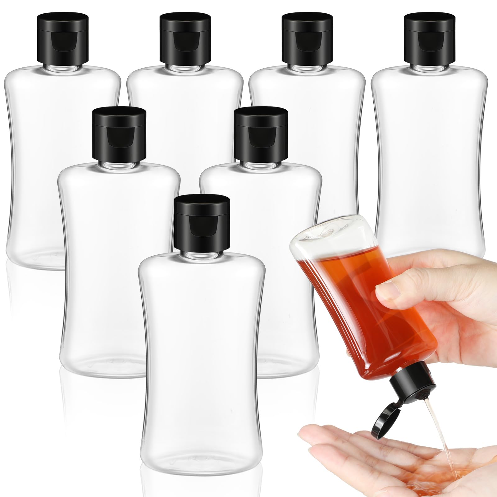 Domensi 8 Pcs 3.4 oz Travel Bottles with Flip Cap Clear Plastic Travel Size Containers Portable Leak Proof Squeeze Bottle Refillable Empty Cosmetic