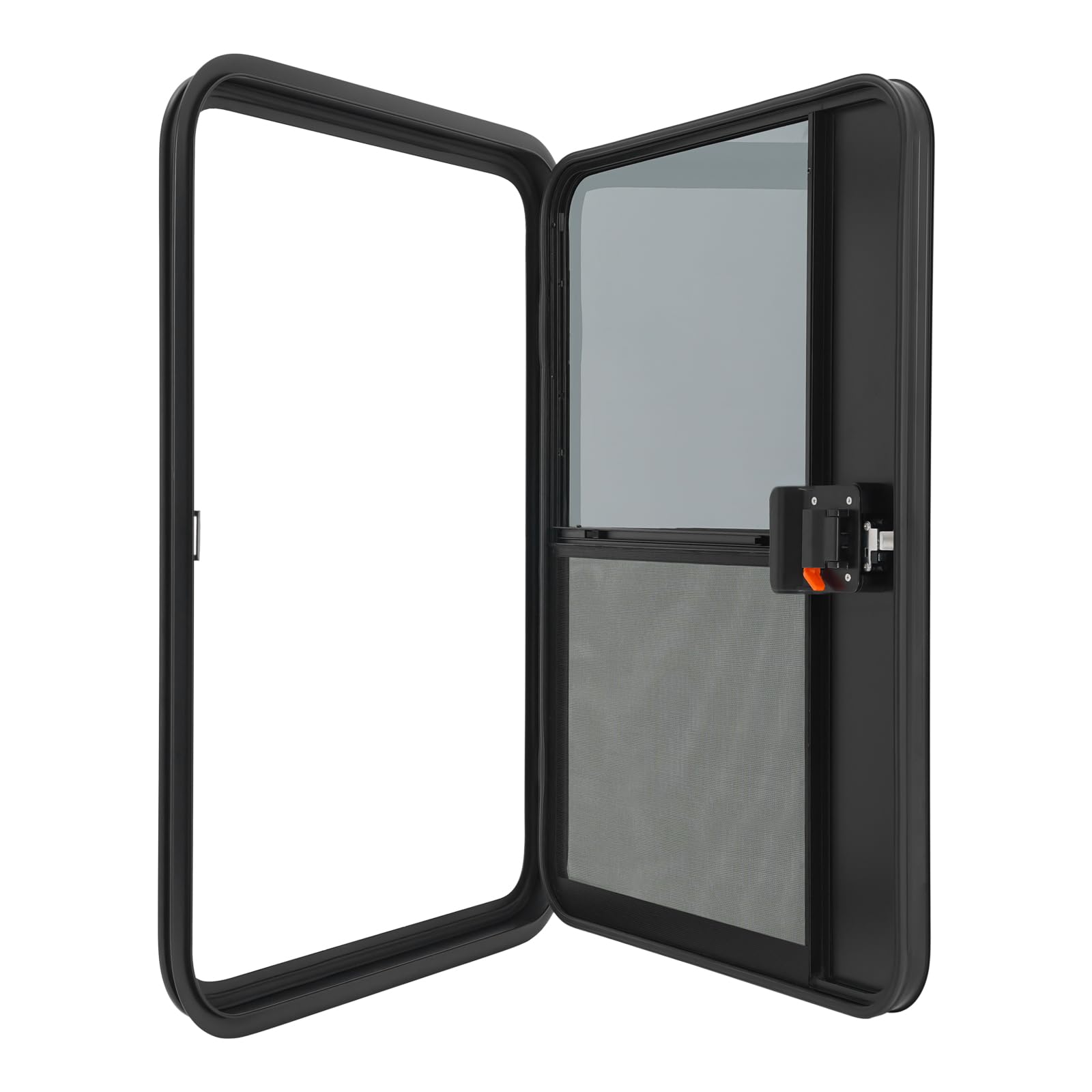 28"x38" RV Entry Door, Black Aluminum Alloy Teardrop Trailer Door with Tempered Glass, Universal Fit for RVs, Campers, Horse Trailers, Cargo Trailers (Right, 28"x38")