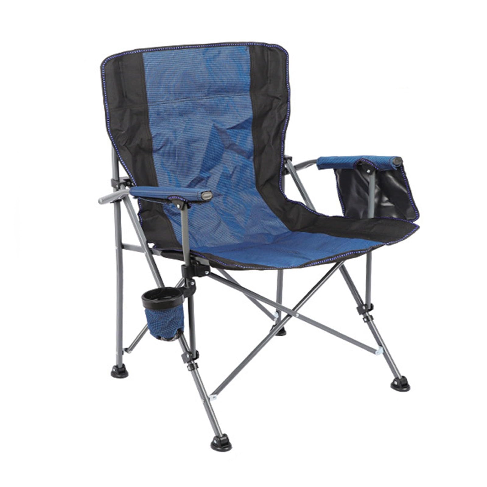 Chaise de Camping Pliable Surdimensionnée Portable avec Porte Gobelets et Accoudoirs Cadre Stable pour Extérieur Intérieur Camping Pêche Couleur Noir Gris F