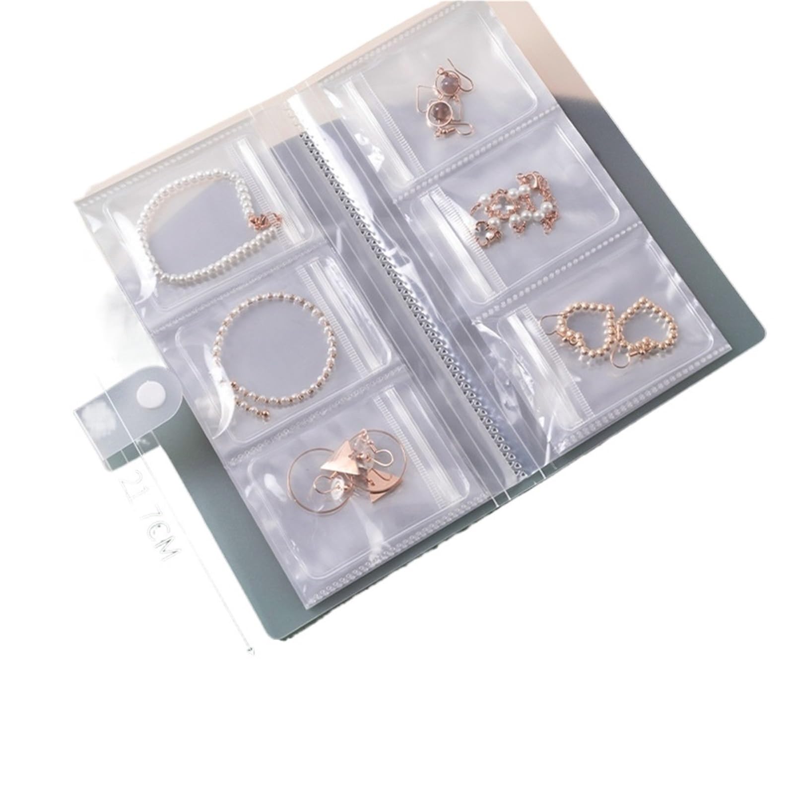 HUWOYG Transparent Jewelry Storage Bag Albums Necklace Earring Ring Book Holder Portable Travel Organizer Booklet For Rings Necklace(Color1)