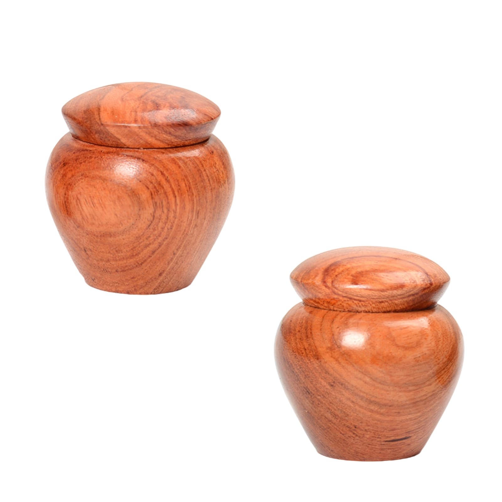 Kalttoy Of 2 Rose Wood Jars with Wood Texture for Kitchen Storage and Decoration Wooden Canister Portable Snacks Holder Rosewoods Storage Jar