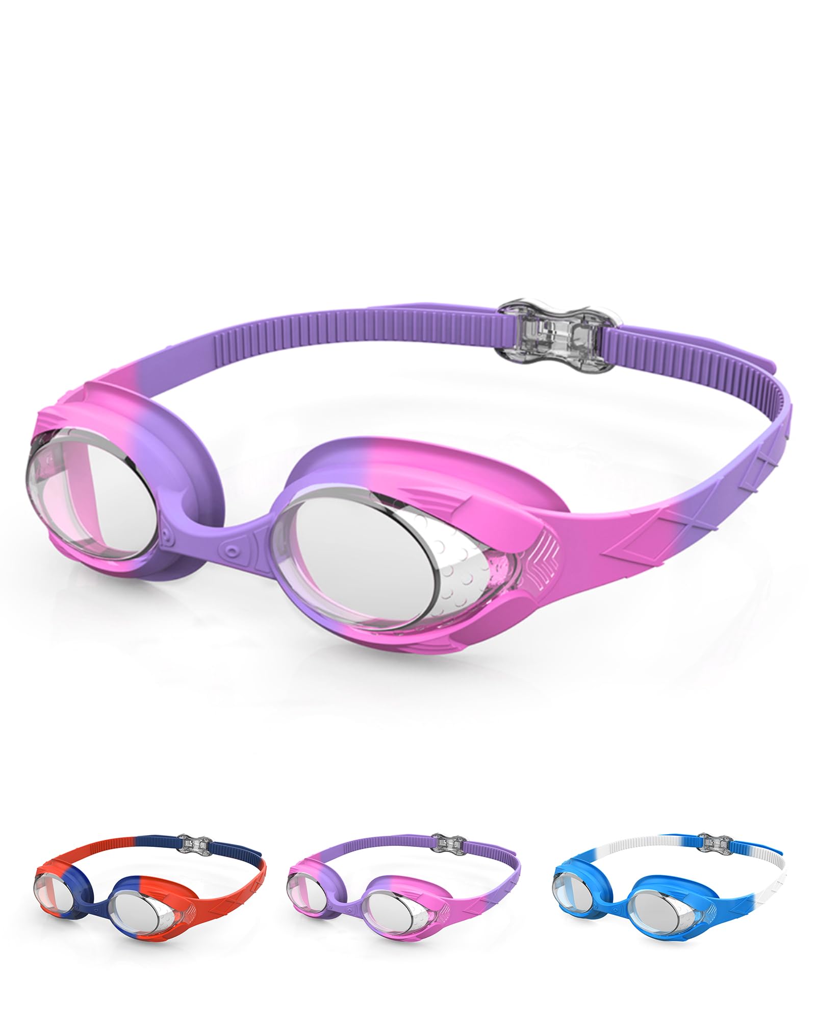 SWAUSWAUK Gafas de Natación para Niños de 4-10 años, Gafas Piscina Niños, Diseño de Pez, Antiniebla y Ajuste Cómodo