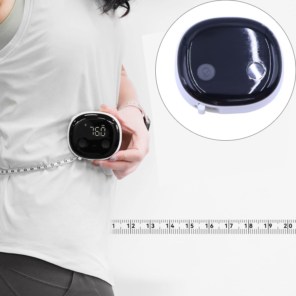 Fitdays Smart Body Tape (Noir) – Suivi de l'IMC/de la masse grasse par Bluetooth, synchronisation avec l'application – Pour la taille et les hanches (Fitness)