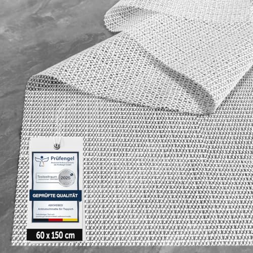aboveBED Anti Slip Rug Underlay 60 x 150 cm Non Slip Mat Cut to Size Rug Carpet Gripper Liner for Laminate and Wooden Floors Multipurpose Anti Slip Mat for Drawers Shelves and Carpets (White)