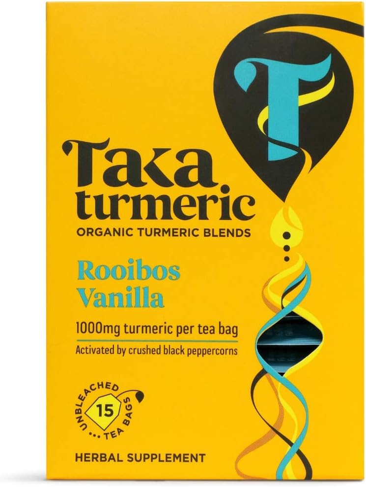 Taka Turmeric Organic Golden Vanilla Tea, Pack of 15 Teabags, Pack of 4