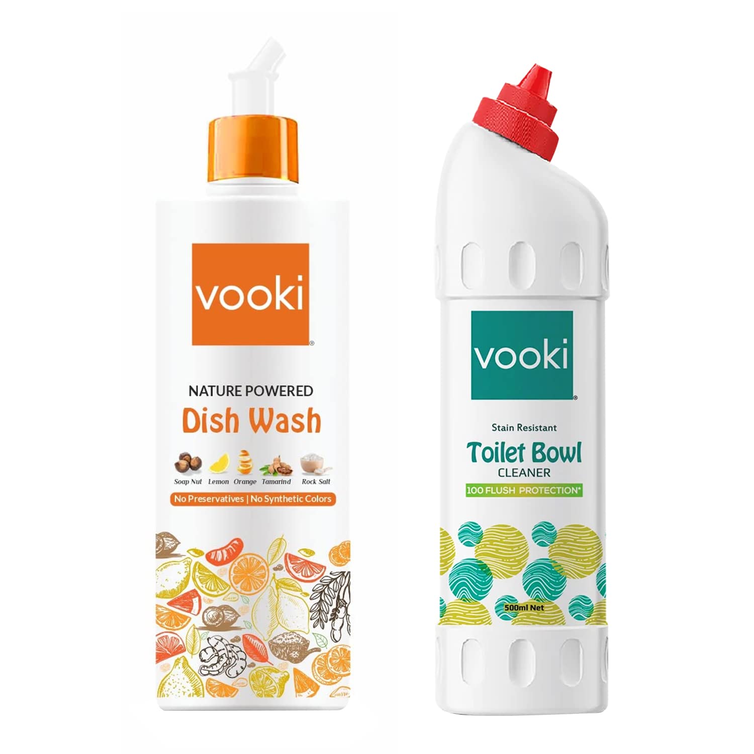 Vooki Nature Powered Natural Dish Wash Gel and Ecofriendly Toilet Cleaner Liquid 100 Flush Protection - 500 Ml Each, (Combo Pack of 2) (B0B4JG4PN5) Amazon Price History, Amazon Price Tracker