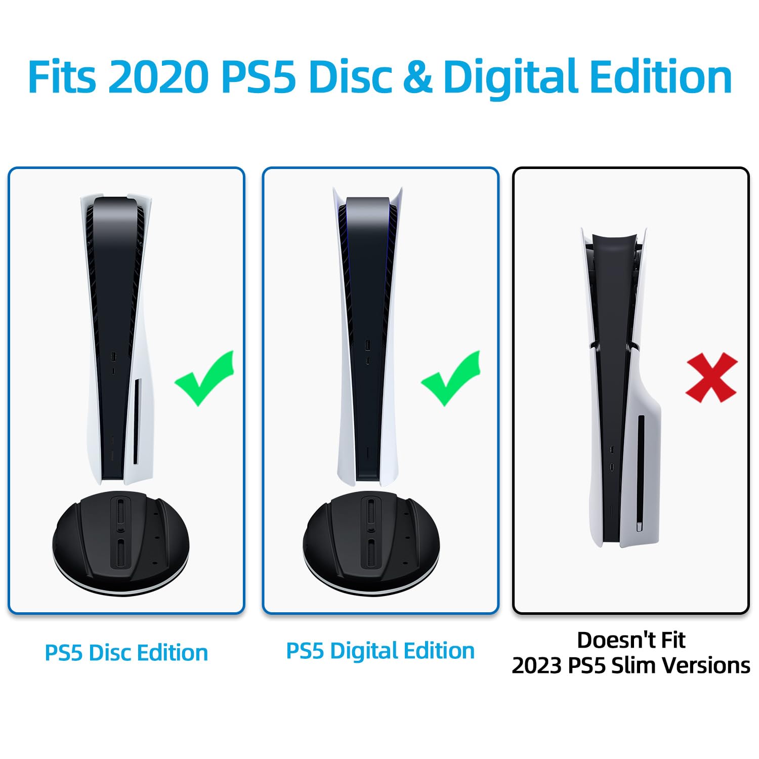 Mcbazel PS5 Standfuß RGB Vertikale Ständer Halterung mit USB2.0 Hub Ladeanschlüssen Kompatibel mit PS5 UHD & Digital Edition Konsolen - Schwarz (Nicht für PS5 Slim/Pro)