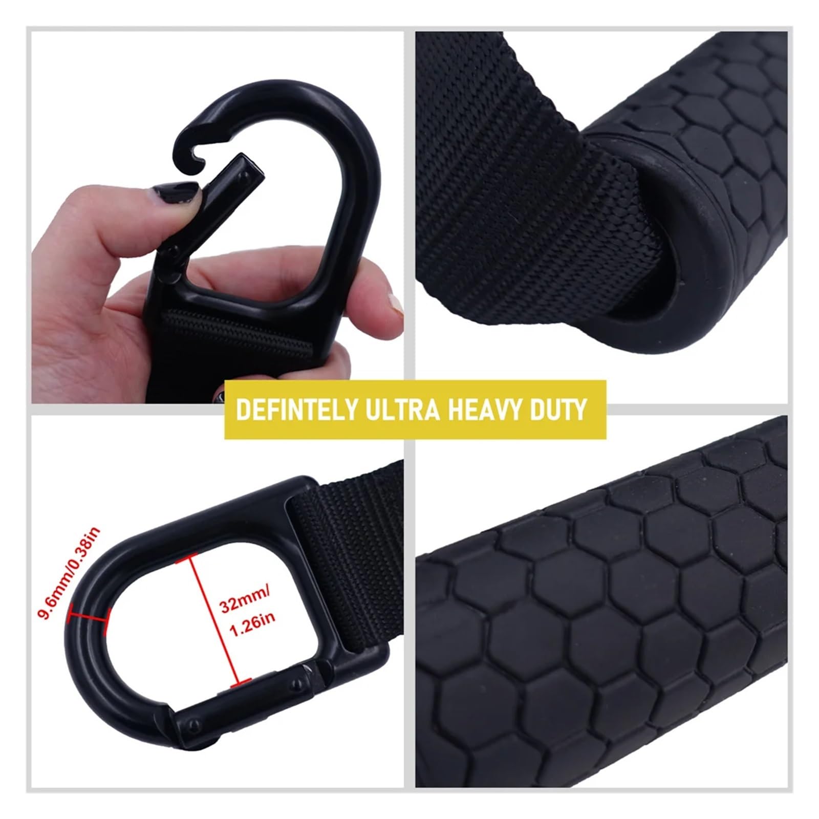 Bandas de resistencia Asas Asas de gimnasio de alta resistencia, núcleos ABS sólidos con mosquetón for accesorio de máquina de cables, accesorios de entrenamiento de Fitness en casa(With Metal Handle)