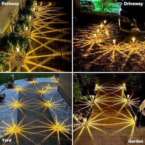 Image of Solar Outdoor Lights 10 Pack Pathway Solar Lights LED Waterproof Stainless Steel Garden Stake for Pathway, Walkway, Sidewalk, Driveway, Lawn (Yellow)