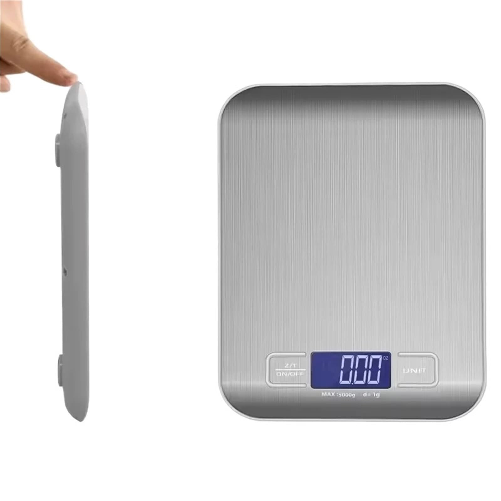 Báscula de cocina digital con pantalla LED, capacidad de 10 kg/1 g, panel de acero inoxidable. Ideal for pesar joyas, alimentos, snacks y utensilios de repostería.