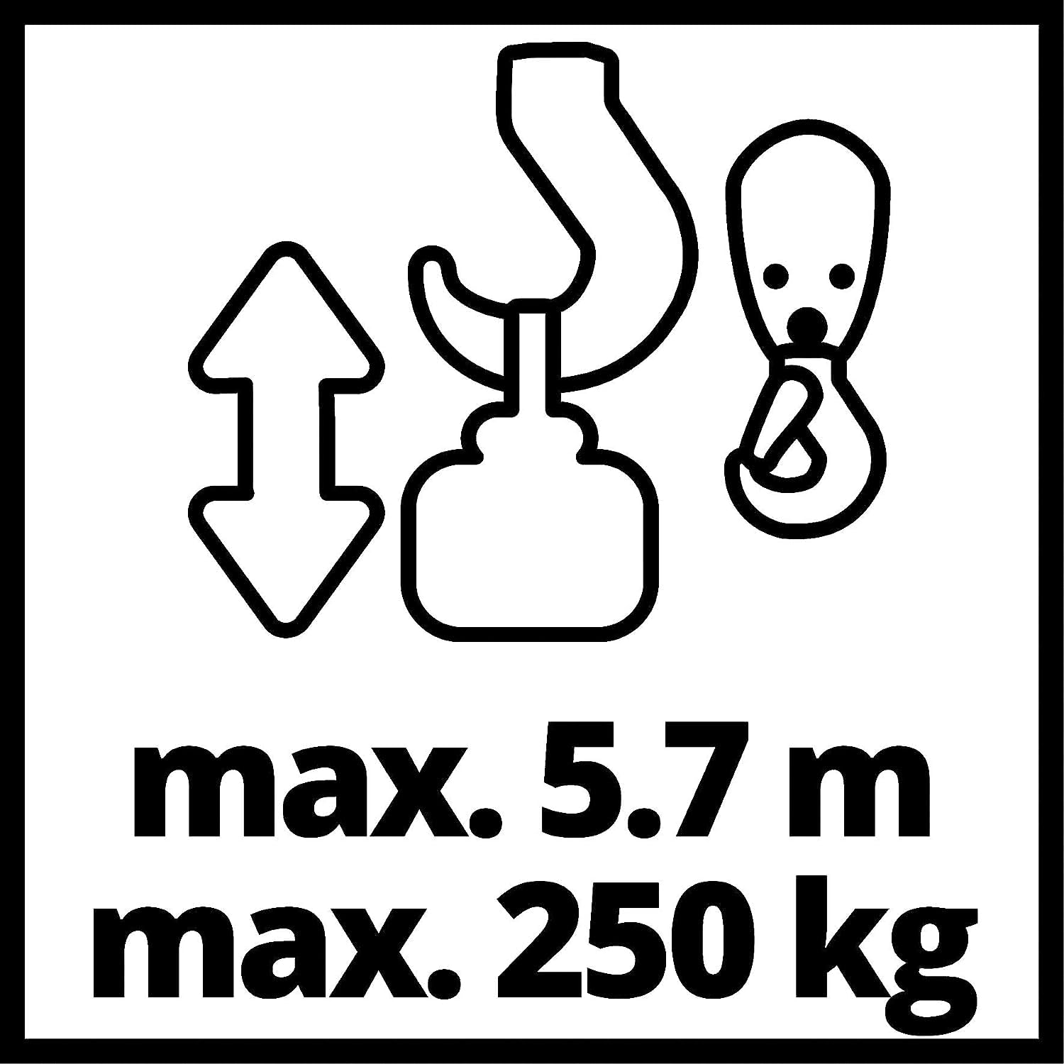 Einhell TC-EH 250 Seilhebezug 450 W automatische Bremse Endabschaltung 12 m Drahtseil Umlenkrolle