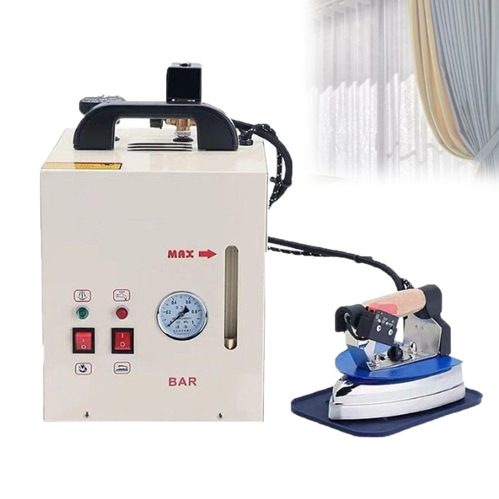Pfps Steam Iron Station, Generator Steamer with 4L Boiler Capacity, Water Shortage Alarm, Drain Valve, Copper Tube for Laundries and Garment Factories